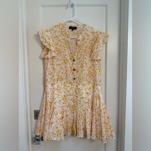 Aakaa Pink and Yellow Floral Dress Size Small